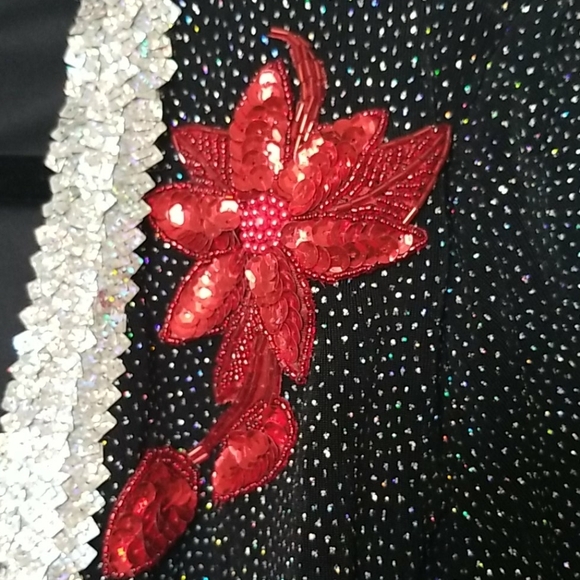 Christmas Bling Evening jacket Poinsettia Accent size large - Picture 2 of 4